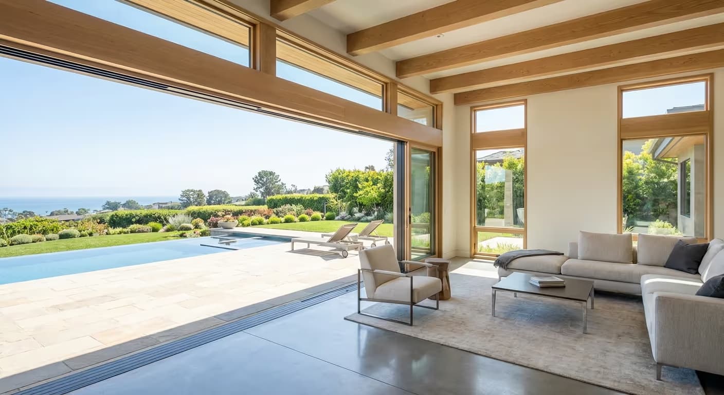 Wohnzimmer mit großem Fenster-Immobilien Fotograf 