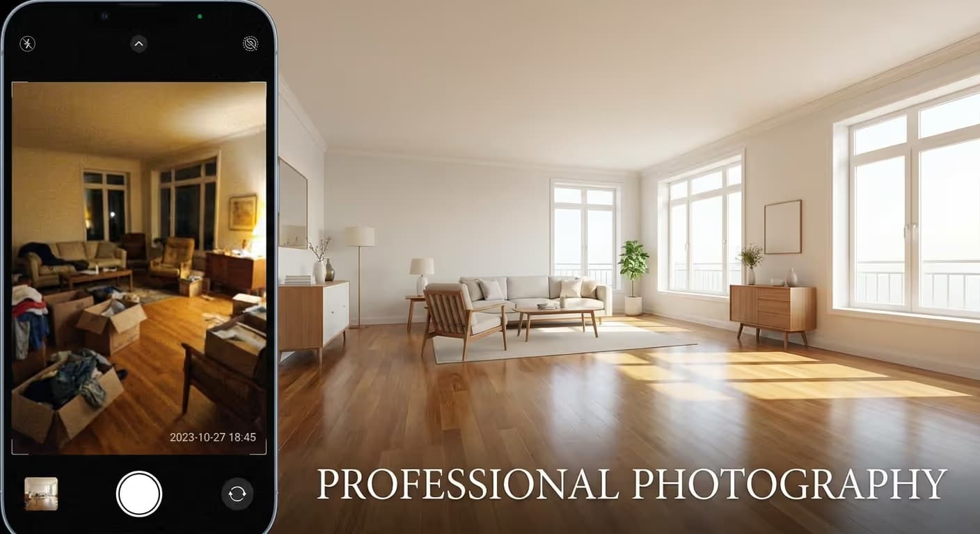 Vergleich zwischen amateurhafter und professioneller Immobilienfotografie in Leipzig