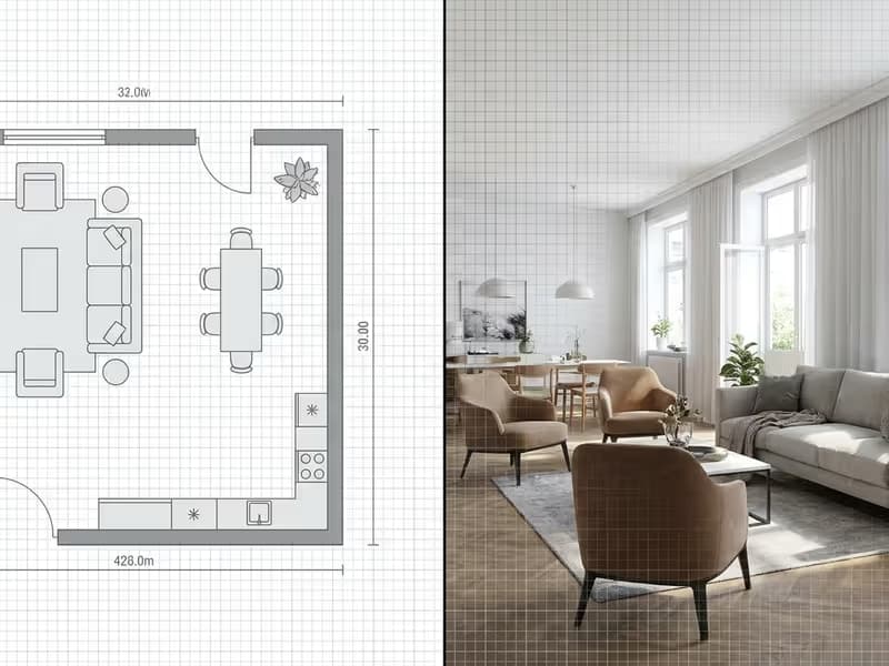 Professionell aufbereiteter 2D und 3D Grundriss für eine Immobilie in Zwickau