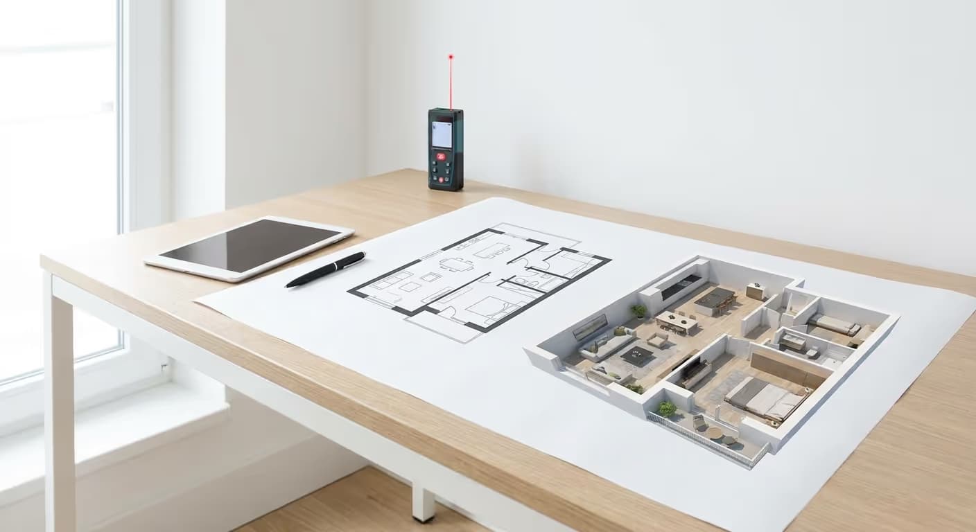 Vergleich von einem professionell erstellten 2D-Grundriss und einem 3D-Grundriss für die Immobilienvermarktung in Leipzig