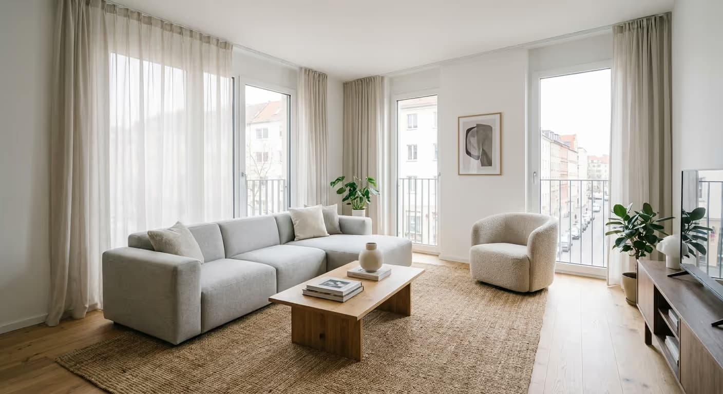 Optimal vorbereiteter Wohnraum in Jena für professionelle Immobilienfotografie.